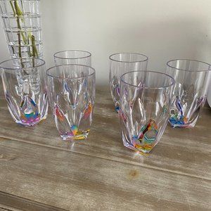 Outdoor Indoor Rainbow 16oz Acrylic Tumblers Tall  Glasses Set of 6 New